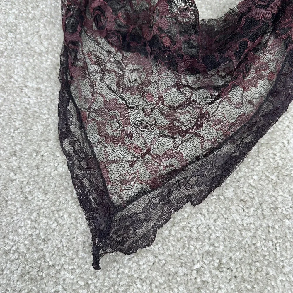 Vintage Floral Lace Triangle Hair Scarf Bandana Black Burgundy Goth Whimsigoth